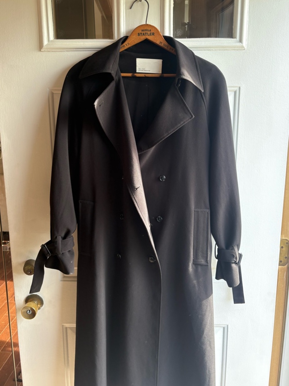 OAK + FORT Women’s S Black Oversized Belted Long Trench Coat Lined Classic